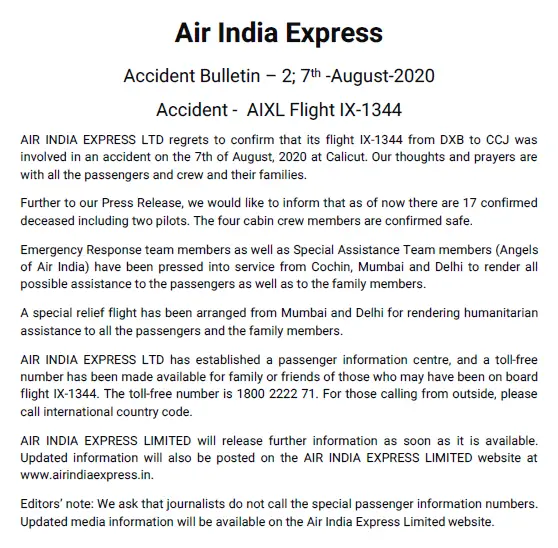 air india express statement