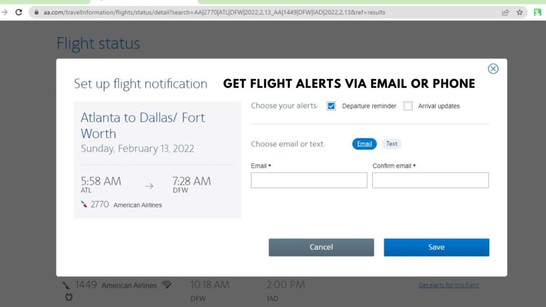 american airlines flight alerts via email phone aviatechchannel