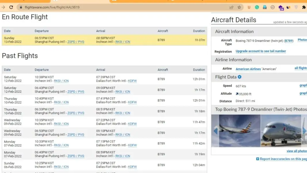 Learn To Track A Flight On American Airlines Technical Guide   Flightaware Aircraft Flight History Aviatechchannel 1068x601 