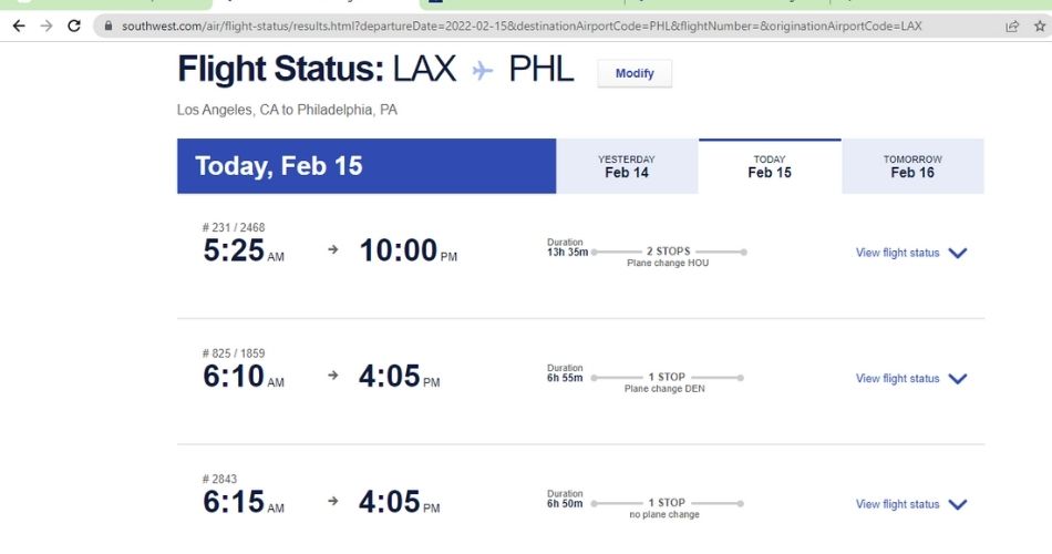 southwest airlines flight status map