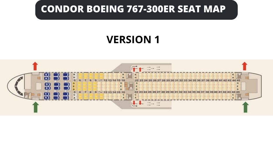 condor airlines boeing 767 300 seat map version 1 aviatechchannel