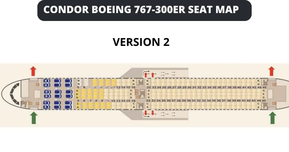condor airlines boeing 767 300 seat map version 2 aviatechchannel