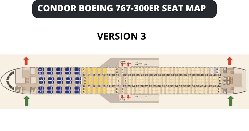 condor airlines boeing 767 300 seat map version 3 aviatechchannel