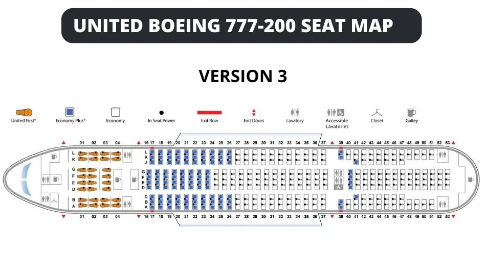 united airlines boeing 777 200 seat map version 3 aviatechchannel