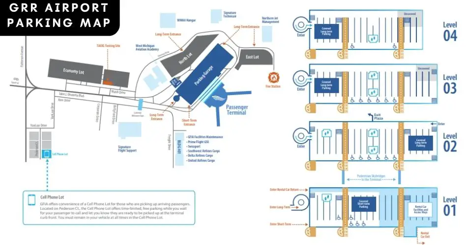 grand rapids airport parking map aviatechchannel