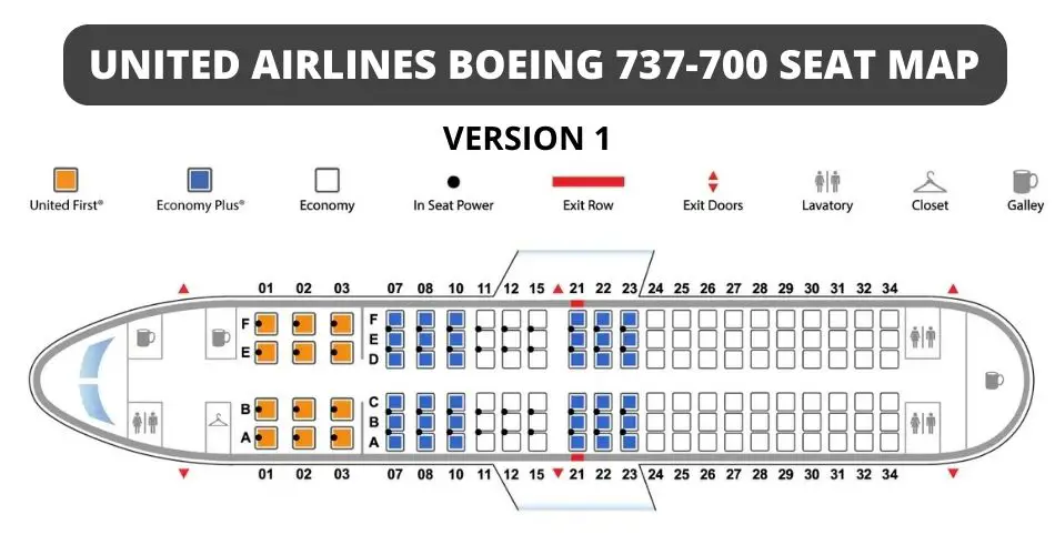 united airlines boeing 737 700 seat map version1 aviatechchannel