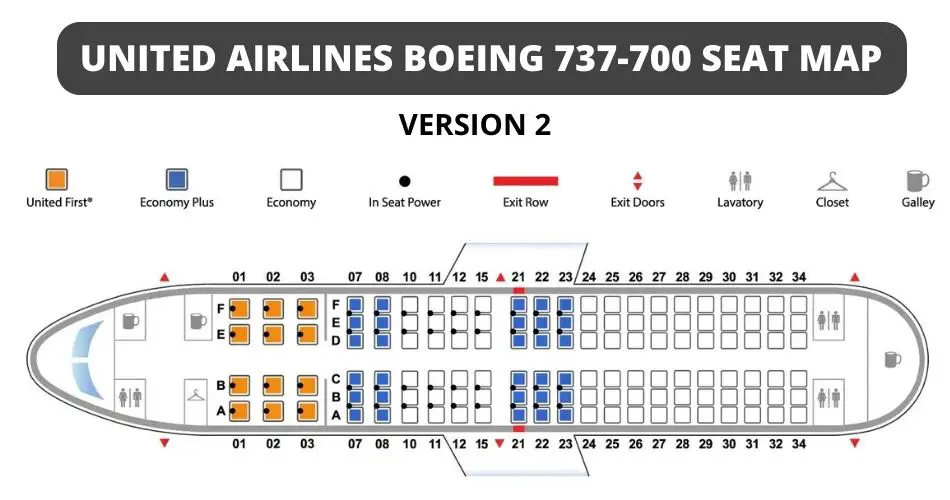 united airlines boeing 737 700 seat map version2 aviatechchannel