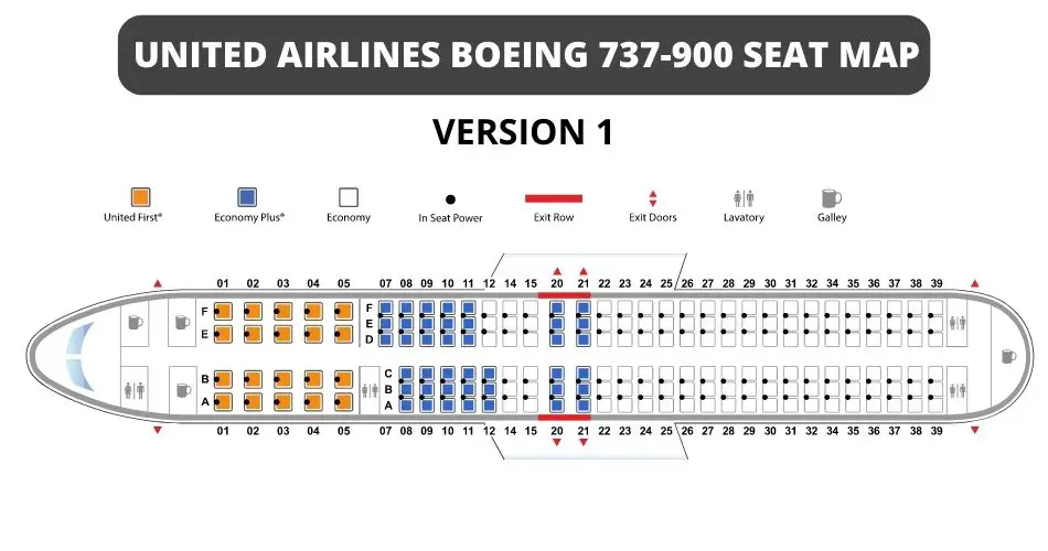 united airlines boeing 737 900 seat map version1 aviatechchannel