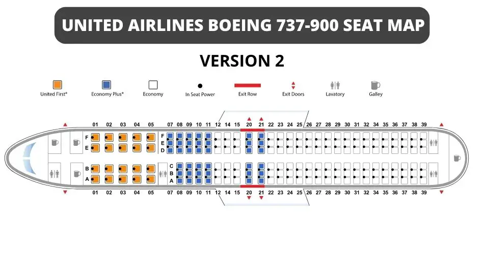 united airlines boeing 737 900 seat map version2 aviatechchannel