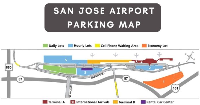 How To Find Cheap And Best Airport Parking In San Jose   San Jose Airport Parking Map Aviatechchannel 696x366 