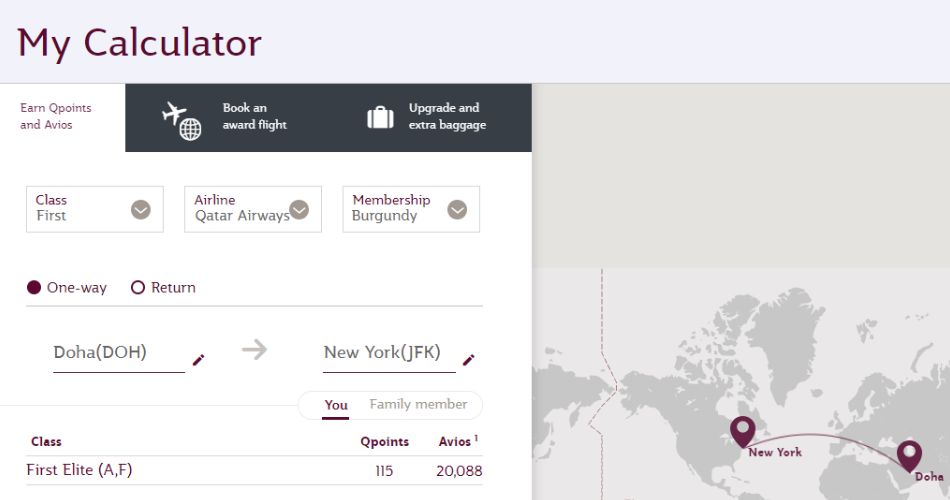 qatar airways my calculator doh jfk first class aviatechchannel