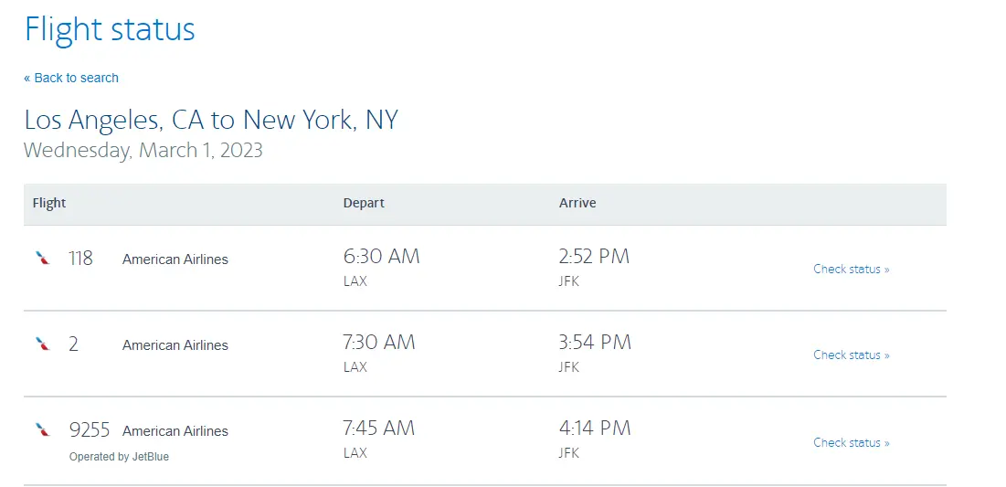 aa lax jfk flight lists aviatechchannel