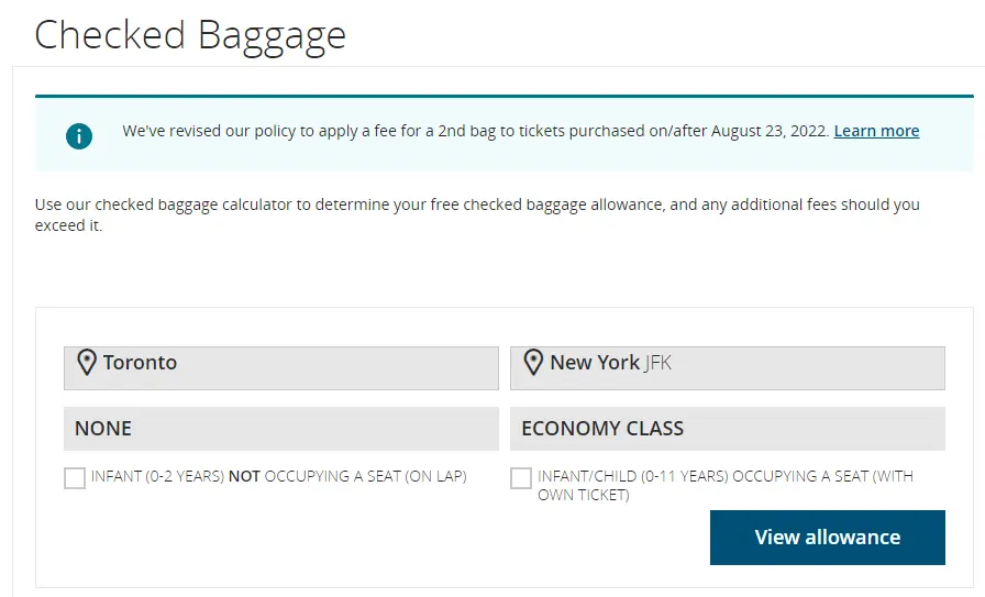 air canada baggage allowance calculator aviatechchannel