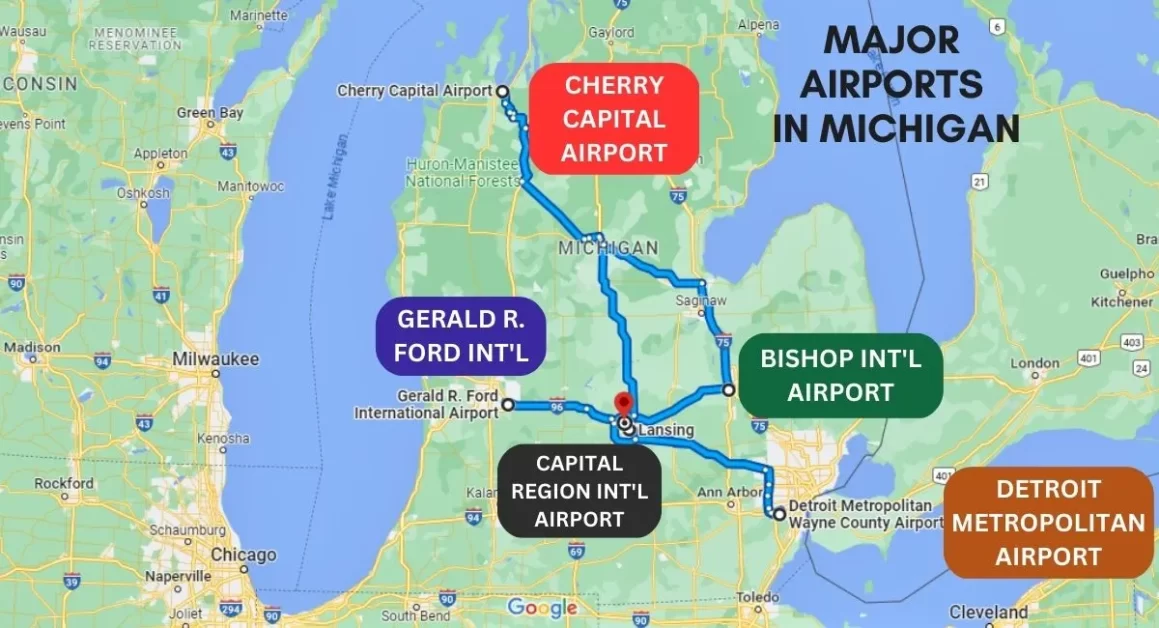 airports in michigan google map locations aviatechchannel