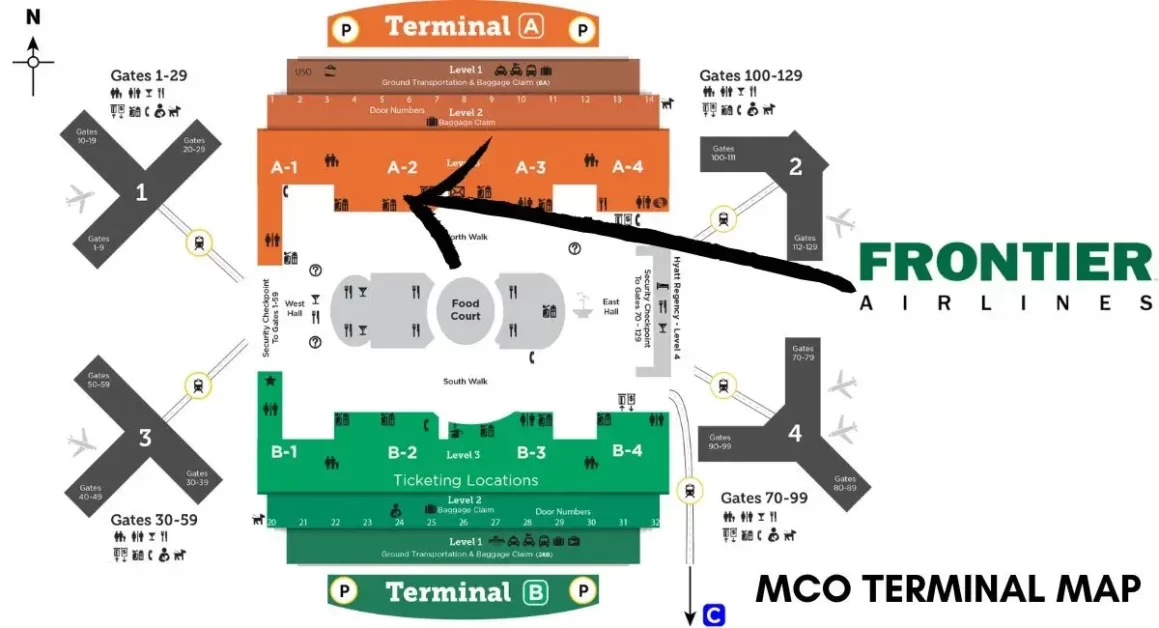 frontier airlines mco terminal map aviatechchannel