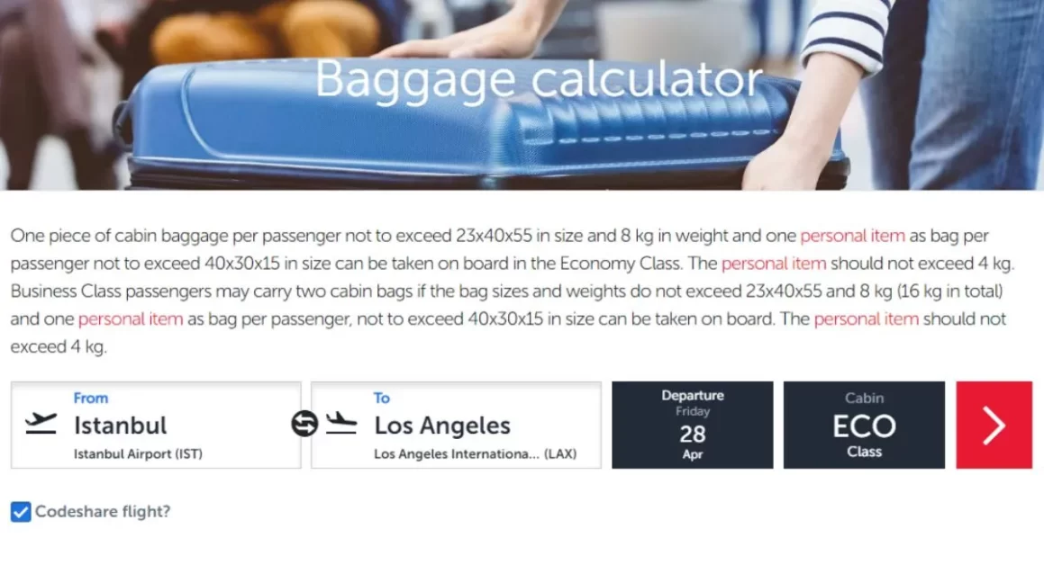 turkish airlines baggage allowance calculator aviatechchannel
