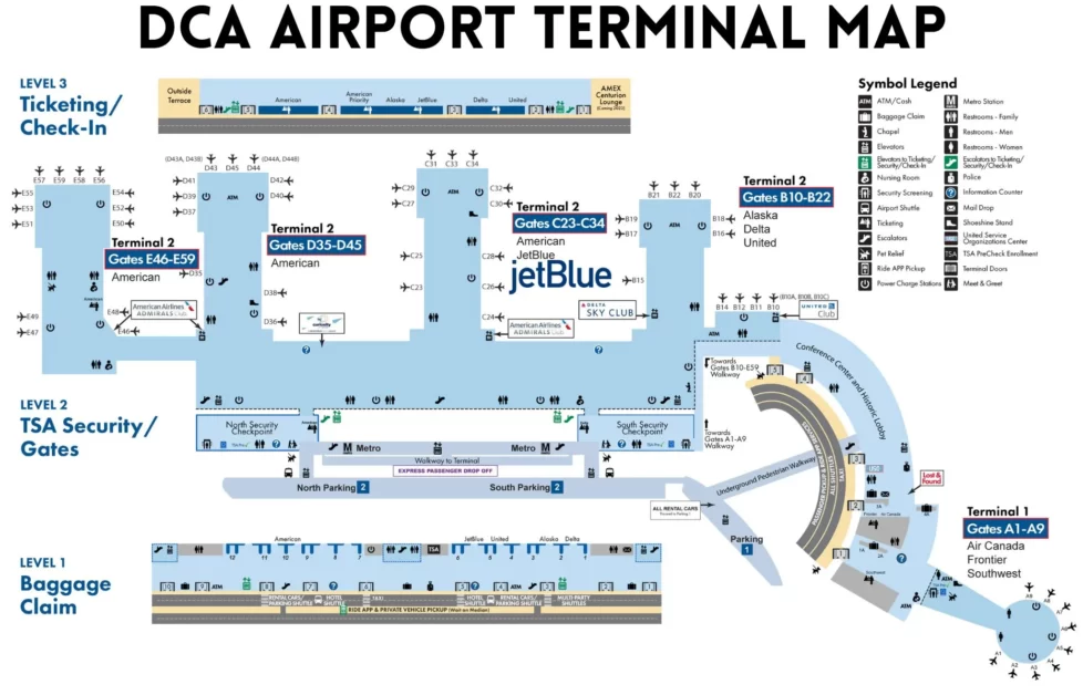 jetblue terminal at dca airport map aviatechchannel