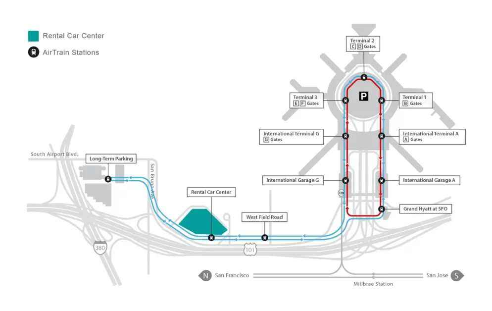 sfo airport car rental location map aviatechchannel