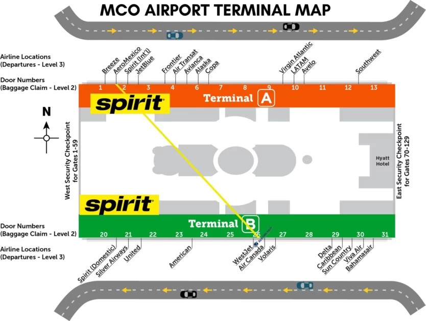 what terminal is spirit at mco map aviatechchannel
